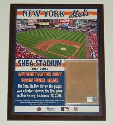 2008 New York Mets Shea Stadium 8 X 10 Game Used Dirt Plaque From Final Game! • $34.99