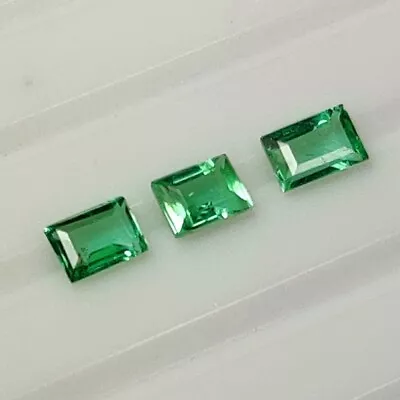 0.43 CT - Natural 3 Zambian Emerald Octagon Set Fine Luster Green VS - 3848 • $14.99