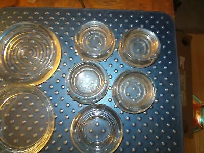 Vintage Glass Furniture Casters Coasters Floor  Rug Protectors 2 Sizes Set Of 7 • $6.24