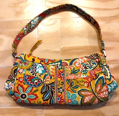 Vera Bradley Cassidy Provencal Purse Handbag Mustard Teal Orange Floral • $19.86