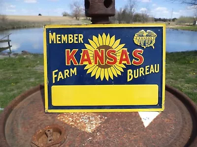 VINTAGE Original 1950's KANSAS FARM BUREAU MEMBER EMBOSSED SIGN • $42.99