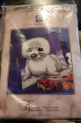 Vintage Vervaco Verachtert 16x16 Cross Stitch Baby Seal #461 • $30.99