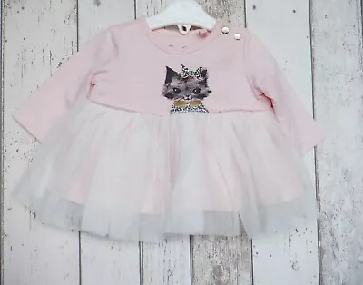 Cute Baby Girl Long Sleeve Cat Themed Tutu Dress - Jessica Simpson 0 - 3 Months • £3.50