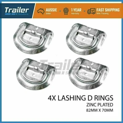 4 X Lashing D Ring Zinc Plated Tie Down Anchor Point Ute Trailer 82 X 70mm • $13.50