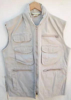 TOPOGRAPHY - Beige/Tan Vest With Pockets & Zipper Pocket Hood Size Small  • $28.99