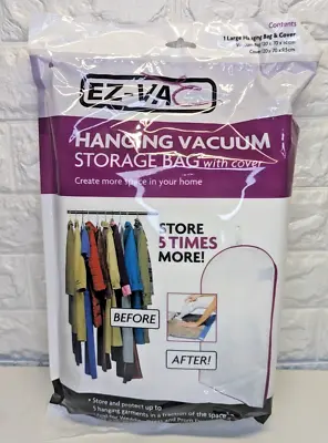 EZ-VAC Hanging Vacuum Storage Bag With Cover 120x70x18 Cm • £7.95