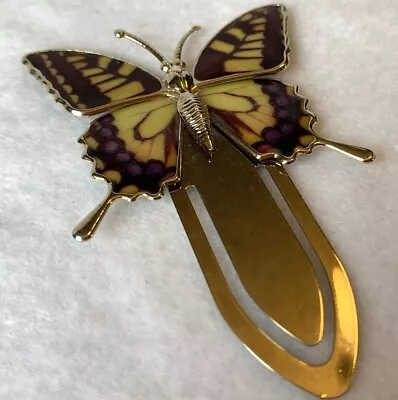 Butterfly Metal Slip-On Bookmark Paperclip Swallowtail Gold Purple Vintage • $7.50