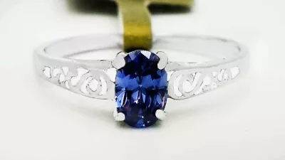 AAA TANZANITE 0.67 Cts RING 10K WHITE GOLD - New With Tag - MADE IN USA • $0.99