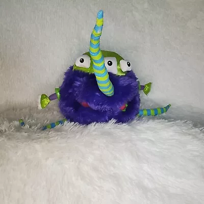 Manhattan Toy 3-EYED MONSTER Hand Puppet Purple Lime Green Plush Striped  • $22.99