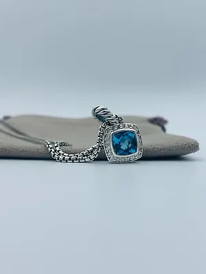 David Yurman Petite Albion Pendant Necklace With Blue Topaz And Diamonds  • $319