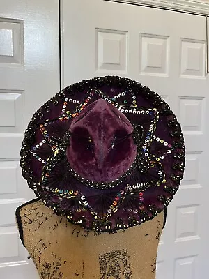 Child Vintage Purple Pigalle XXXXX Mariachi Sombrero Hat Costume Made In Mexico • $23