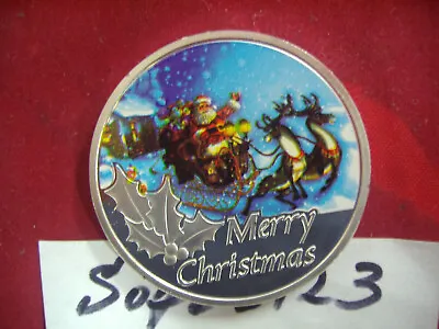  Santa & Reindeer North Pole Merry Christmas With St Nick Silver Plated Coin • $5.39