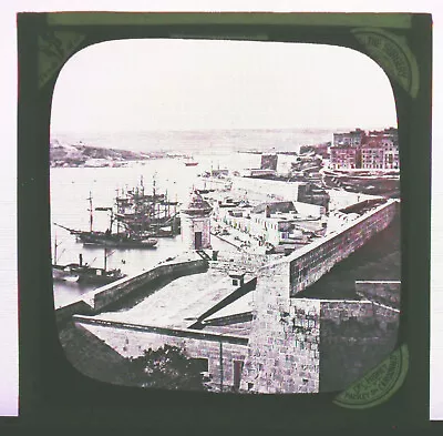 Malta Grand Harbour Magic Lantern Slide 3.25  Vintage Millikin C1910 Hignet • $18.65