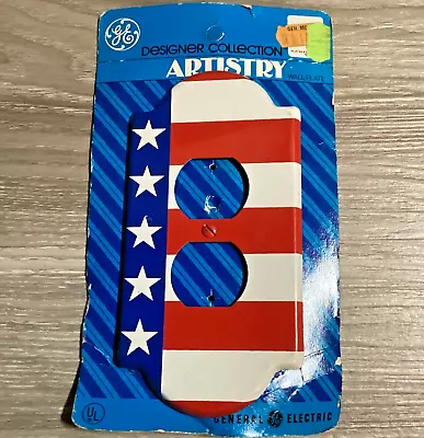 GE Artistry USA Stars And Stripes Plug Outlet Cover Wall Plate NOS Vintage 1974 • $7.79