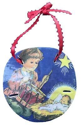 VTG Little Drummer Boy Ornament Sand Dollar Baby Hand Painted Christmas • $14.99