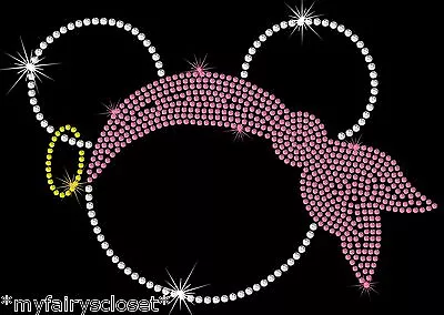 9.5  Pink Pirate Minnie Iron On Rhinestone Disney Transfer Applique DIY Decal • $17.95