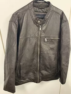 Marc New York Andrew Mark Faux Men Dark Brown Leather Jacket Size XL  Moto Biker • $56.50