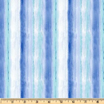 Blue Muse Serene Stripe Blue  100% Cotton Fabric Michael Miller By The Half Yard • $4.25