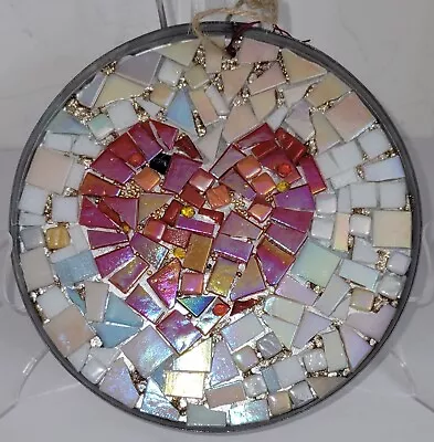 Artisan Artist Made Mosaic Wall Hanging 6  Diameter Heart 3 Valentine • $34.99