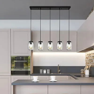 $73.02 • Buy 5-Light Glass Mason Jar Island Pendant Light Kitchen Ceiling Light Fixture Decor