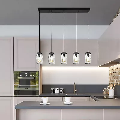 5-Light Glass Mason Jar Island Pendant Light Kitchen Ceiling Light Fixture Decor • $68.40