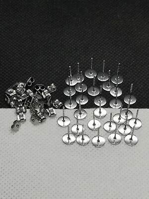 30 Stainless Steel Plate And Post Earring Blank Findings + Free Backs (PHSS 127) • £4.25