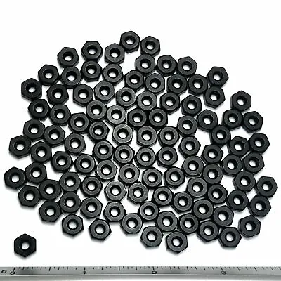 (PKG Of 100) 6-32 Hex Nut Black Oxide Steel 5/16  Flats X 7/64  Thick • $3.25