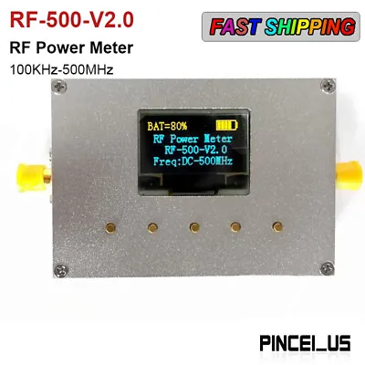 100KHz-500MHz RF Power Meter Settable CNC Shell 0.96  OLED RF-500-V2.0 • $62.28