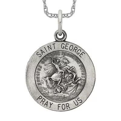 925 Sterling Silver Vintage Saint George Medal Necklace Charm Pendant • $214