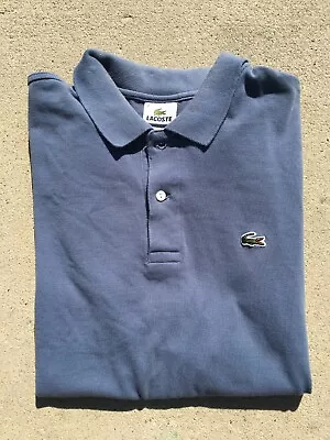 Vintage 90's LACOSTE Alligator Polo Shirt Men’s 7 Blue Short Sleeve France • $22