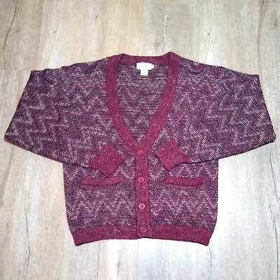 Vintage Neiman Marcus Textured Cardigan Mr. Rogers Sweater Size M British Crown • $34.99