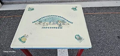 Vintage Childs Porcelain Enamel Top Nursery Rhymes Table • $180