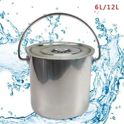 6L Milk Can Pail Bucket Milk Bucket Stainless Steel Kitchen Storage Keg W/Lid Uk • £33.06