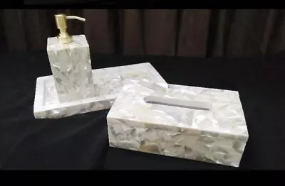 Marble Mother Of Pearl Bathroom Vanity Accessories Handmade Home Office Decor • $1614.24