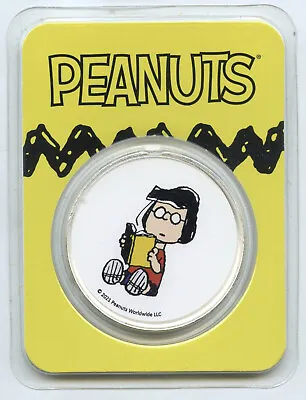 2021 Marcie Peanuts 999 Silver 1 Oz Art Medal Colored Round TEP Snoopy - A623 • $49.99