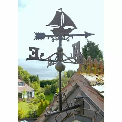 USED Ex-Display Rustic Cast Iron Sailboat Weathervane / Wind Vane • £69.99