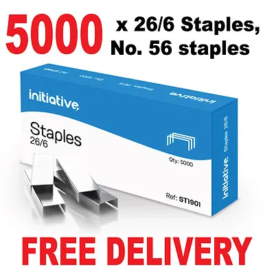 5000 X 26/6mm Staples No 56 Staples -Fits Half Strip Full Strip Long Arm 26/6 • £2.89