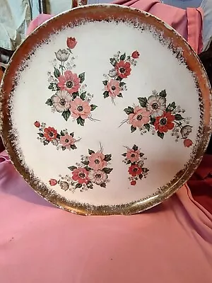 Large Vintage Cake Plate Floral Motif Very Good Condition! • $24.99