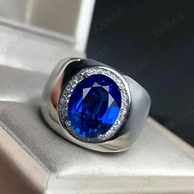 3 CT Lab-Created Sapphire Diamond Men's Wedding  Pinky Ring Band Sterling Silver • $132.07