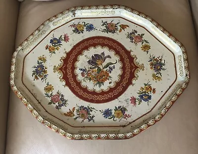 Vintage Daher Decorated Ware Tray 8 Side Floral Gold England Design Long Island • $9.99