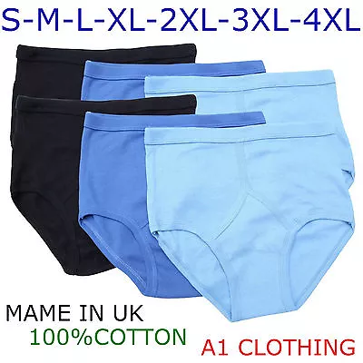 6Mens Y Fronts Briefs 100%CottonUnderwear / Colours / S M L XL 2XL 3XL 4XL 5X • £10.99