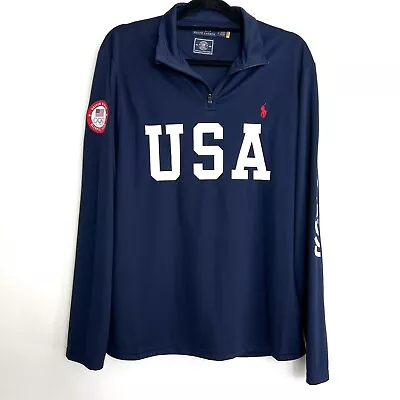 POLO By Ralph Lauren Team USA Pullover Long Sleeve 2020 Olympic Half Zip Large • $89.95