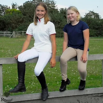 Rhinegold Childs Essential Jodhpurs Classic Style Cotton/Spandex Reinforced Knee • £22