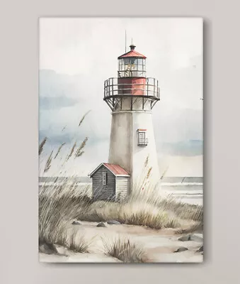 Lighthouse On The Beach Canvas Wall Art Living Room Print Picture Framed Decor • £24.99