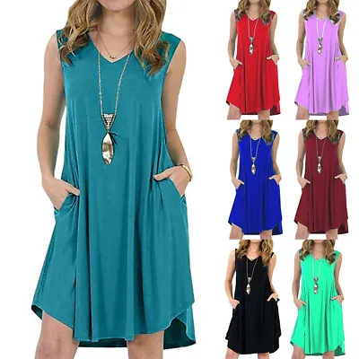 £11.23 • Buy Women's Summer Cami Dress Ladies Holiday Beach Casual Loose Sundress Size 6-26
