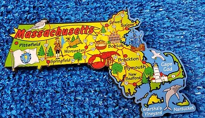 Massachusetts  State Map Fridge Collectible Souvenir Magnet • $8