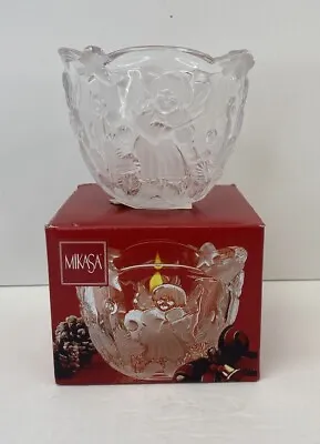 MIKASA Crystal Holiday Lights 3.25  Frosted Angel Votive Candle Holder WY835/910 • $9.99