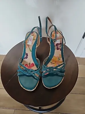 Awesome Mia Amore Turquoise Wedge Sandals Sz 8m • $10