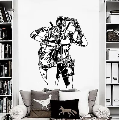 Deadpool & Harley Quinn DC Marvel Superhero  Children's Decal Wall Art Sticker  • £15