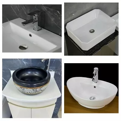 £54.99 • Buy Basin Sink Flat Mount Counter-top Sit On Under-mount Vessel Bowl Wall Mounted